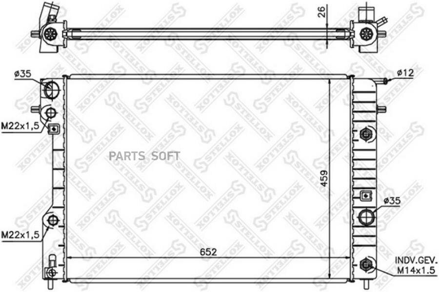 STELLOX 1025065SX 10-25065-SX_радиатор системы охлаждения!\ Opel Omega B 2,0-2,5 Aut. 94-00