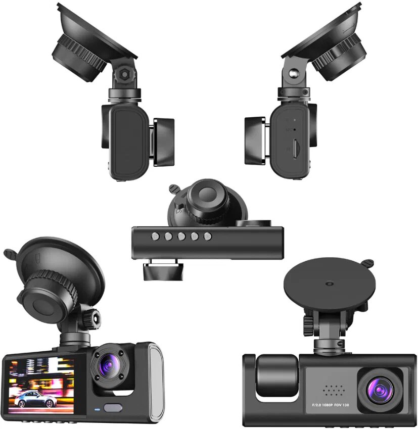 Видеорегистратор FaizFull DVR-417 3 камеры широкоугольный объектив
