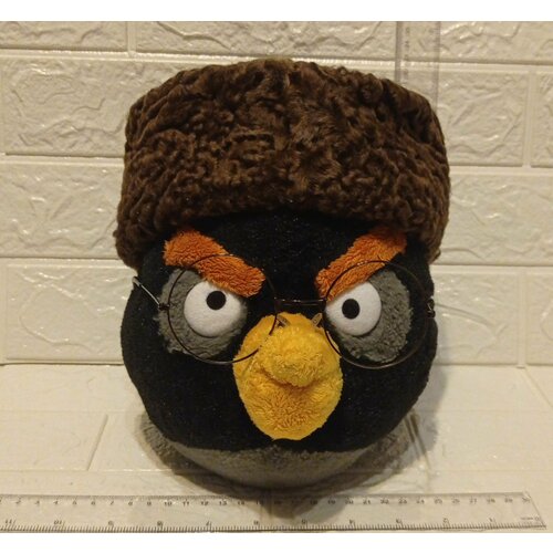 Angry Birds мягкая игрушка BOMB / Энгри бердс Генерал Бомб в каракуле коллекционная