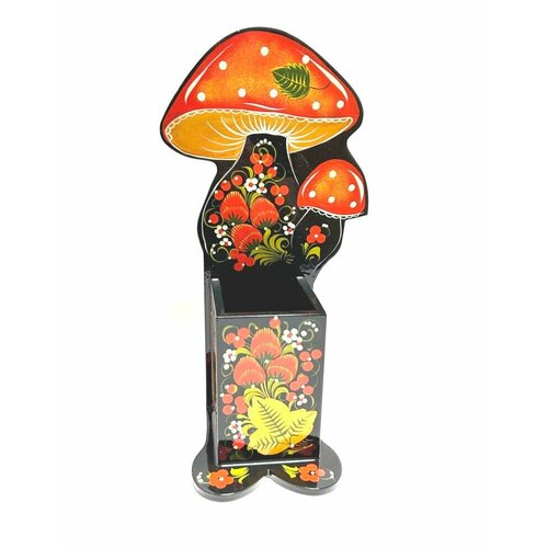 Подставка для хранения ложек грибы 290*150*90 мм с росписью Хохлома