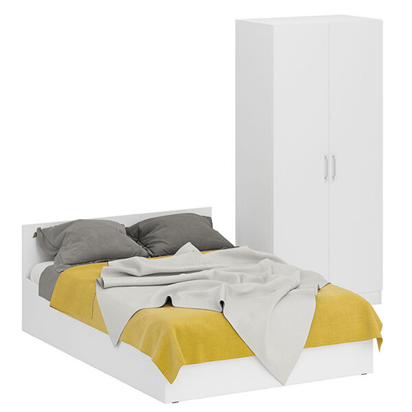 Кровать 1400 + Шкаф 2-х створчатый Стандарт, цвет белый