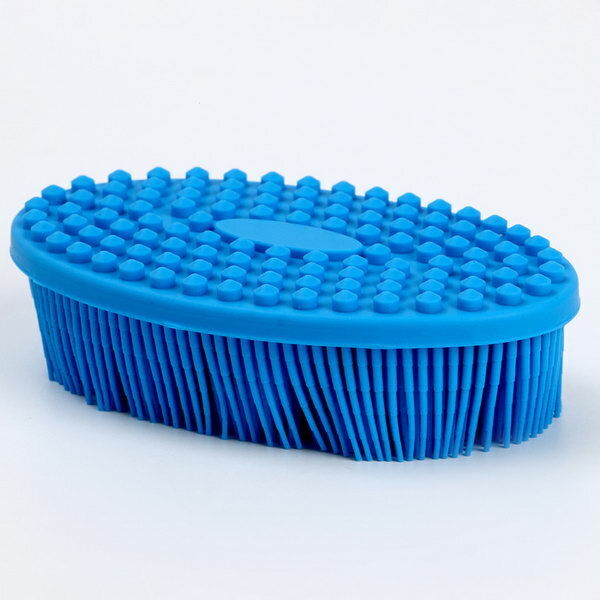 фото Мочалка детская силиконовая для купания малышей, цвет голубой