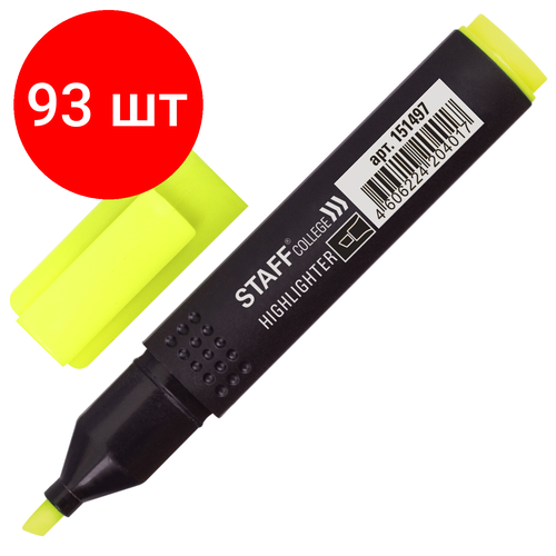 Комплект 93 шт, Текстовыделитель STAFF College STICK, желтый, 1-4 мм, 151497 маркер staff stick 1 4mm 4шт 151501