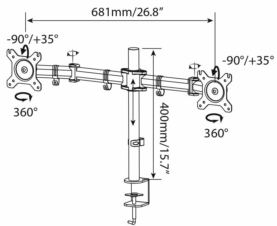 Кронейн для мониторов CACTUS CS-VM-D29-BK черны