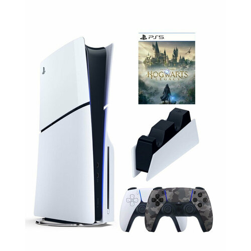 Приставка Sony Playstation 5 slim 1 Tb+2-ой геймпад(Camo)+зарядное+Хогартс игровая приставка sony playstation 5 slim 1tb ssd blu ray edition cfi 2000a