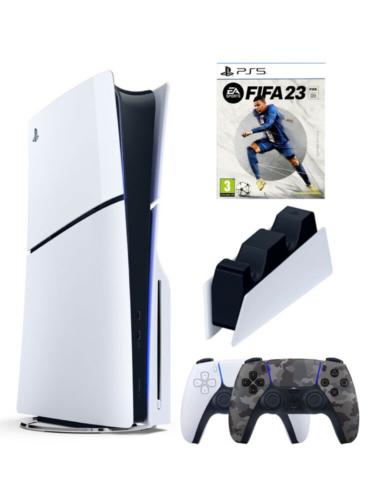 Приставка Sony Playstation 5 slim 1 Tb+2-ой геймпад(Camo)+зарядное+Fifa 23