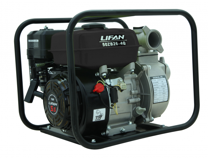 Мотопомпа Lifan 50ZB26-4Q (5,5 л.с., 25 м?/час, глубина/подъем 6/26 м, ? трубы 50 мм, 23 кг) 50ZB26-4Q