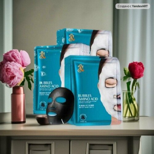 5 шт. Кислородная пузырьковая маска на тканевой основе Bubbles Amino Acid Mask
