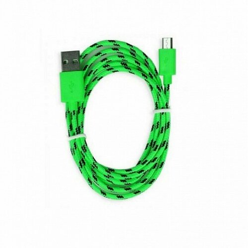 Дата-кабель Smartbuy USB - micro USB, нейлон, длина 1 м, зеленый (iK-12n green)/500, цена за 1 шт