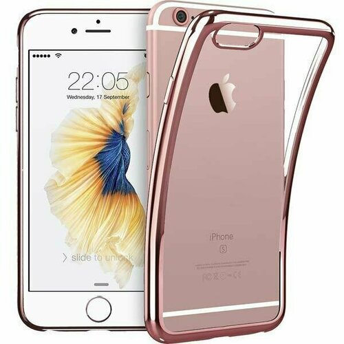 Чехол для iPhone 6 6S Silicone Case, прозрачный с розовыми краями чехол для iphone 6 6s silicone case прозрачный с розовыми краями