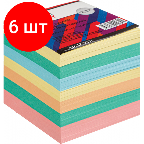 Комплект 6 штук, Блок для записей Attache Economy запасной 7.5х7.5х7.5, 5 цветов, 65 г комплект 6 штук блок для записей attache economy запасной 8х8х4 5 цветов 65 г