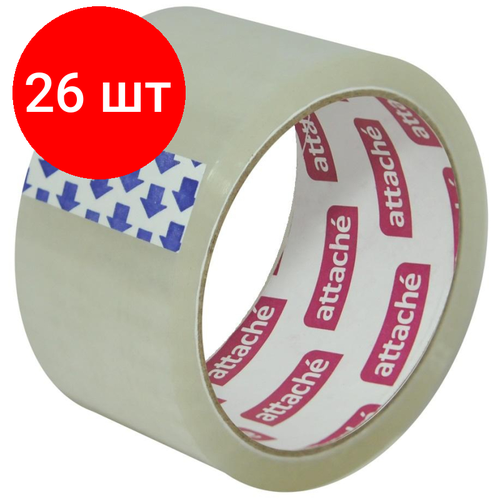 Комплект 26 штук, Клейкая лента упаковочная ATTACHE 50мм x 50м 40мкм прозрачная комплект 30 штук клейкая лента упаковочная attache 50мм x 50м 40мкм прозрачная