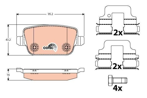 Колодки задние Ford Galaxy 06-, KUGA I, Mondeo IV, S-Max 06-, VOLVO S80 II GDB1732 trw 1шт