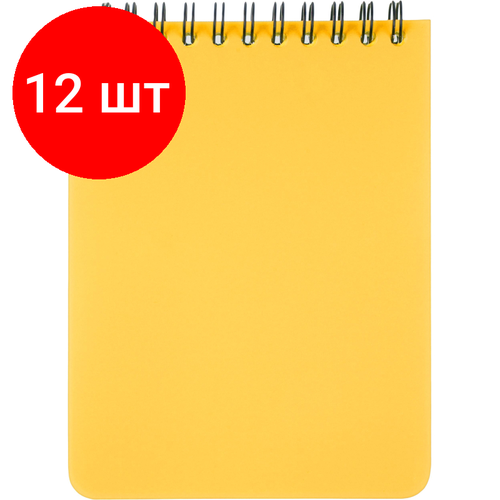 Комплект 12 штук, Блокнот А6.60л, кл, спир, пласт. обл, тонир. бл. Attache Bright colours Желтый блокнот а6 60л кл спир пласт обл тонир бл attache bright colours желтый