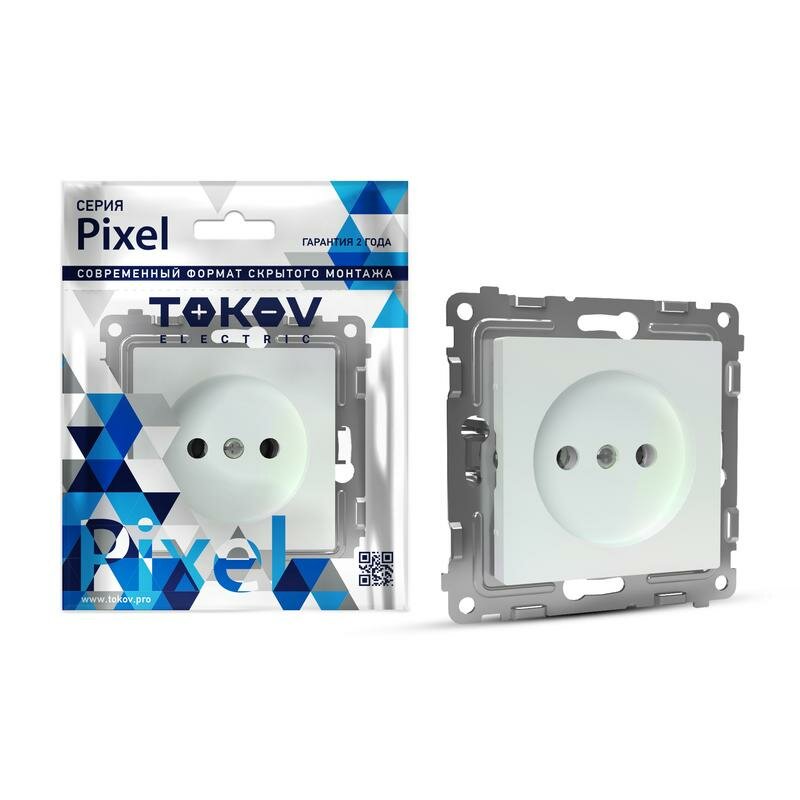 Розетка 1-м СП Pixel 16А IP20 без заземл. механизм перламутр. TOKOV ELECTRIC TKE-PX-R1-C04 - фото №1