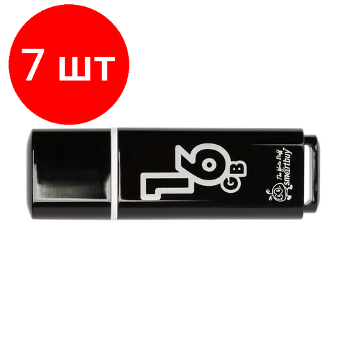 Комплект 7 штук, Флеш-память Smartbuy Glossy, 16Gb, USB 2.0, чер, SB16GBGS-K usb флеш smartbuy wild series owl 16gb сова