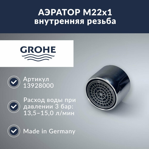 Аэратор 15 л/мин с резьбой М22 Grohe (13928000) серебристый, хром