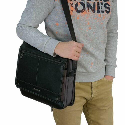 Сумка мессенджер Hedgard, фактура гладкая, зернистая, серый