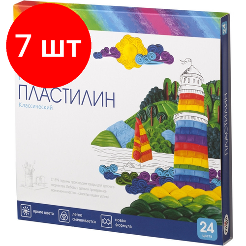 Комплект 7 наб, Пластилин классический Гамма классический 24 цв, со стеком, к/к 480г,281036