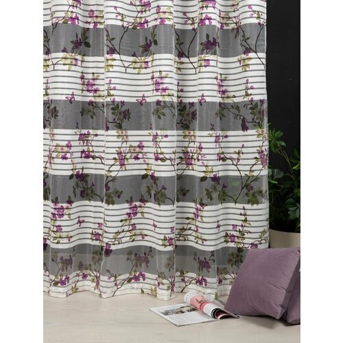 Тюль сетка для комнаты Сакура на шторной ленте 500х250 2777₽