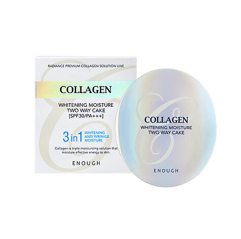 Enough Осветляющая пудра со сменным блоком Collagen Whitening Moisture Two Way Cake #13 Spf30 Pa+++, 2*13г