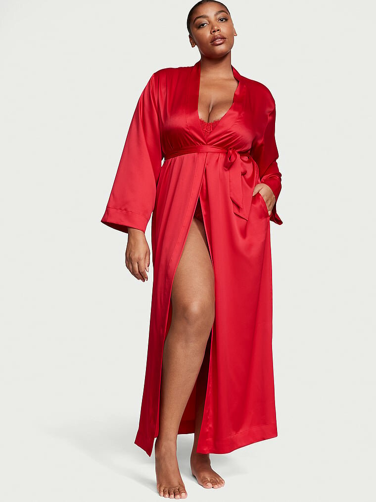 фото Victoria's Secret Халат Victoria's Secret красный на запах с поясом, длинный, р. М/L