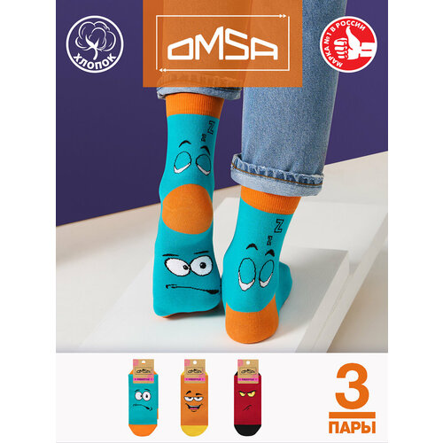 фото Носки omsa, 3 пары, размер 35-38 (23-25), мультиколор
