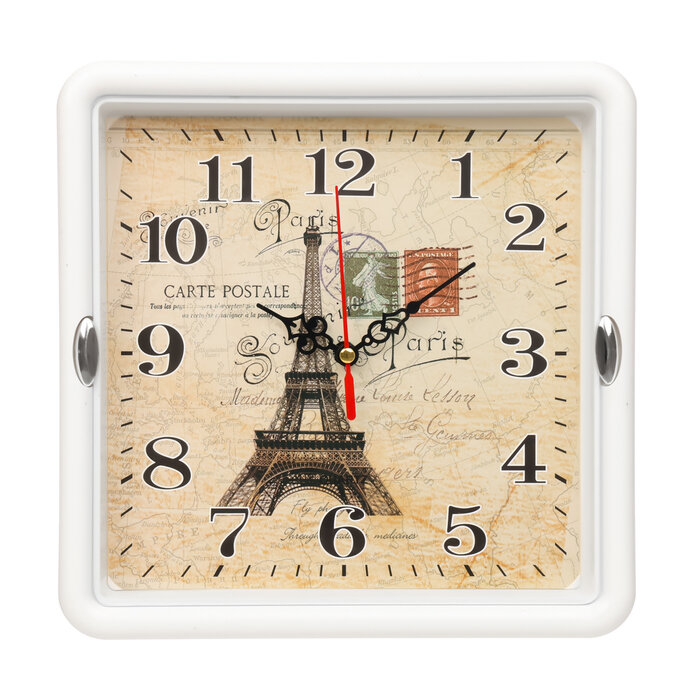 Часы настенные "Париж", 22 х 22 см, плавный ход 9865977