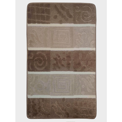 Коврик с противоскользящей основой 70*120 см. Бежевый орнамент. Сделано в Турции бежевый, коричневый, белый