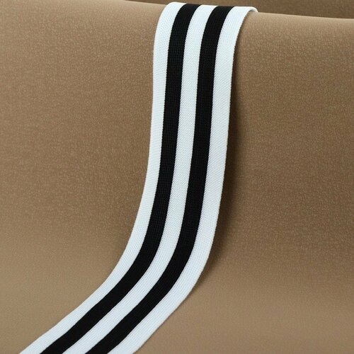 Тесьма трикотажная лампас 40 мм 91 05 м цвет чёрныйбелый 396₽