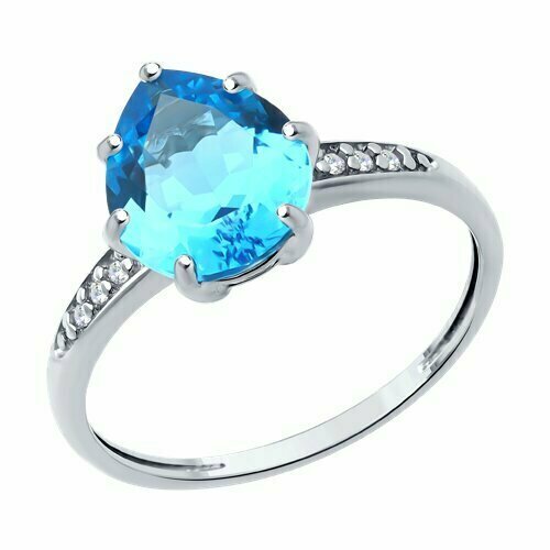 фото Кольцо diamant online, серебро, 925 проба, фианит, топаз, размер 18