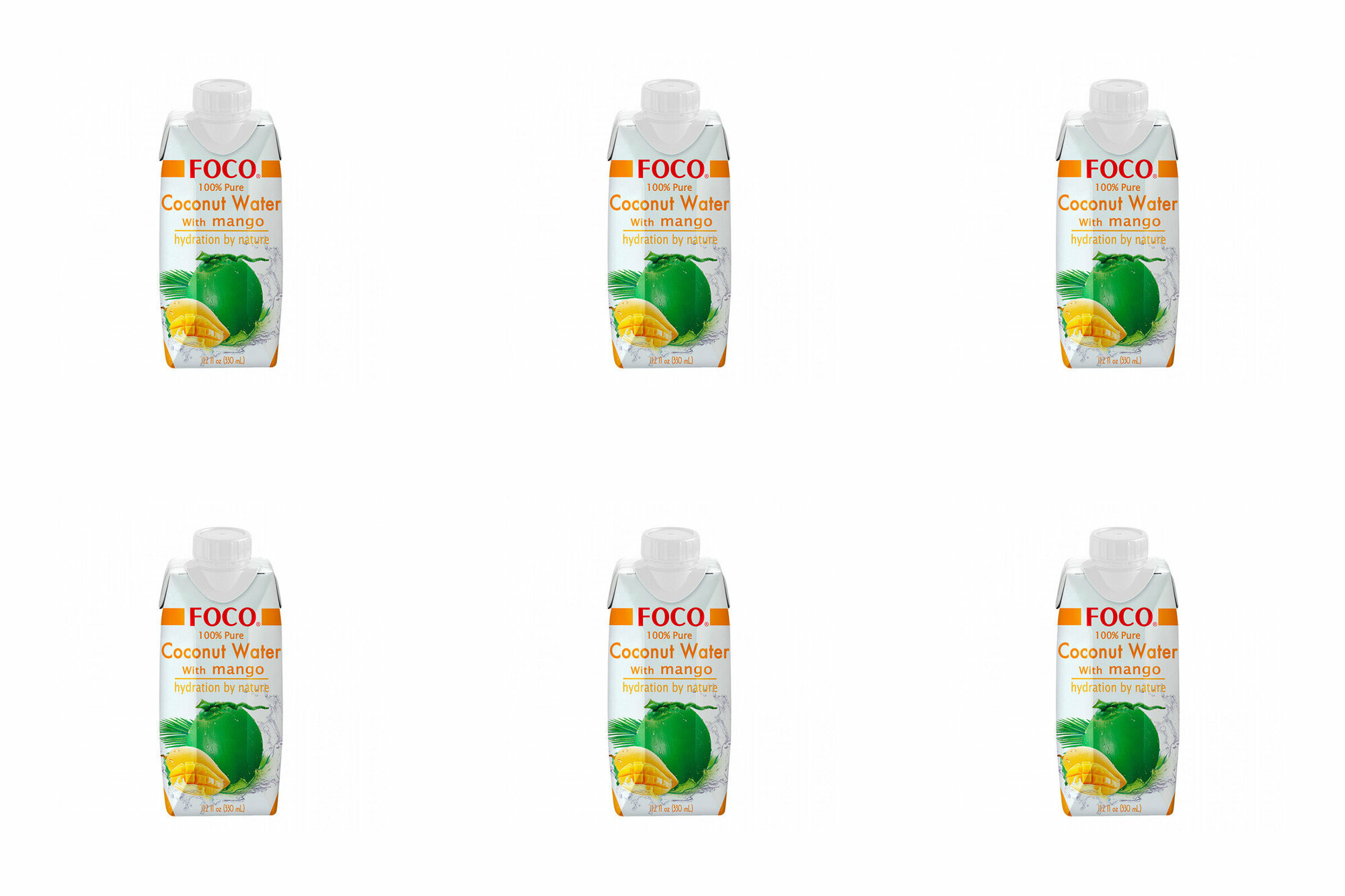 FOCO Кокосовая вода с манго, 330 мл, 6 шт