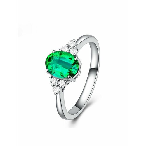 фото Кольцо, циркон, искусственный камень, зеленый, серебряный нет бренда