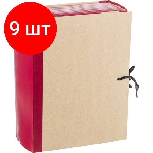 Комплект 9 штук, Папка архивная Attache Economy 120мм крафт/бумвинил 4 завязки, бордовая комплект 9 штук папка архивная картон бумвинил attache 120мм 4 завязки