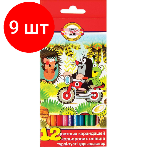 Комплект 9 наб, Карандаши цветные KOH-I-NOOR Крот12 цв/наб, 3652012026KSRV