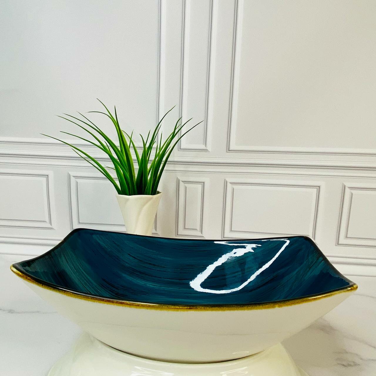 фото Салатник ладочка сенарт лазурит " объем 800 МЛ , цвет синий , длина 22.5см"