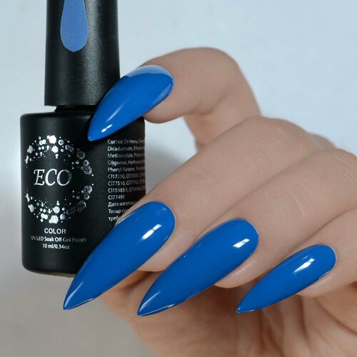 Гель-лак для ногтей ТМ ECO №72 Основная (шеллак), синий, 10мл