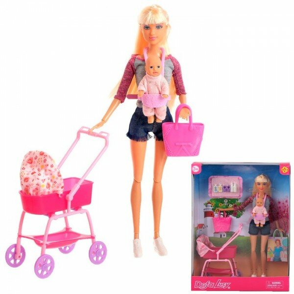 Кукла DEFA Lucy С ребенком и коляской, с аксессуарами (283055YS)