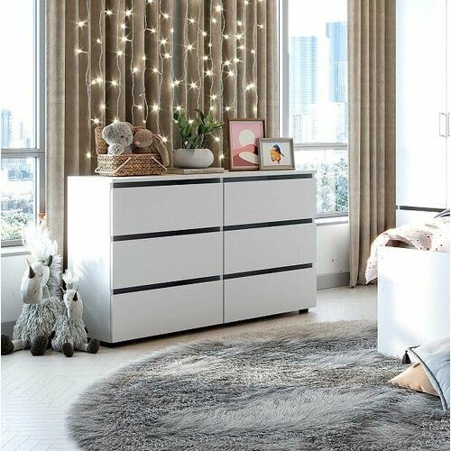 Комод 6 ящиков Белый текстурный / Белый текстурный ТК