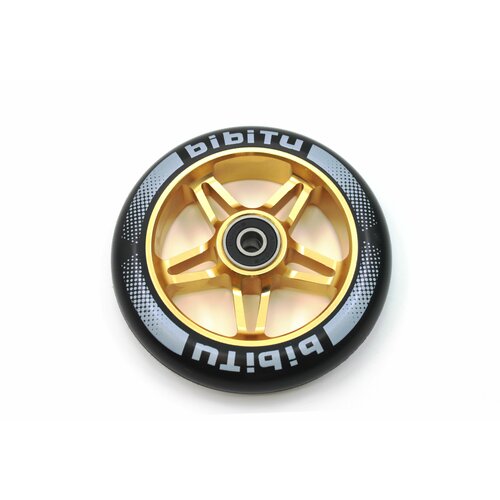 фото Колесо для трюкового самоката bibitu 5v алюминиевое 110x24мм black/gold
