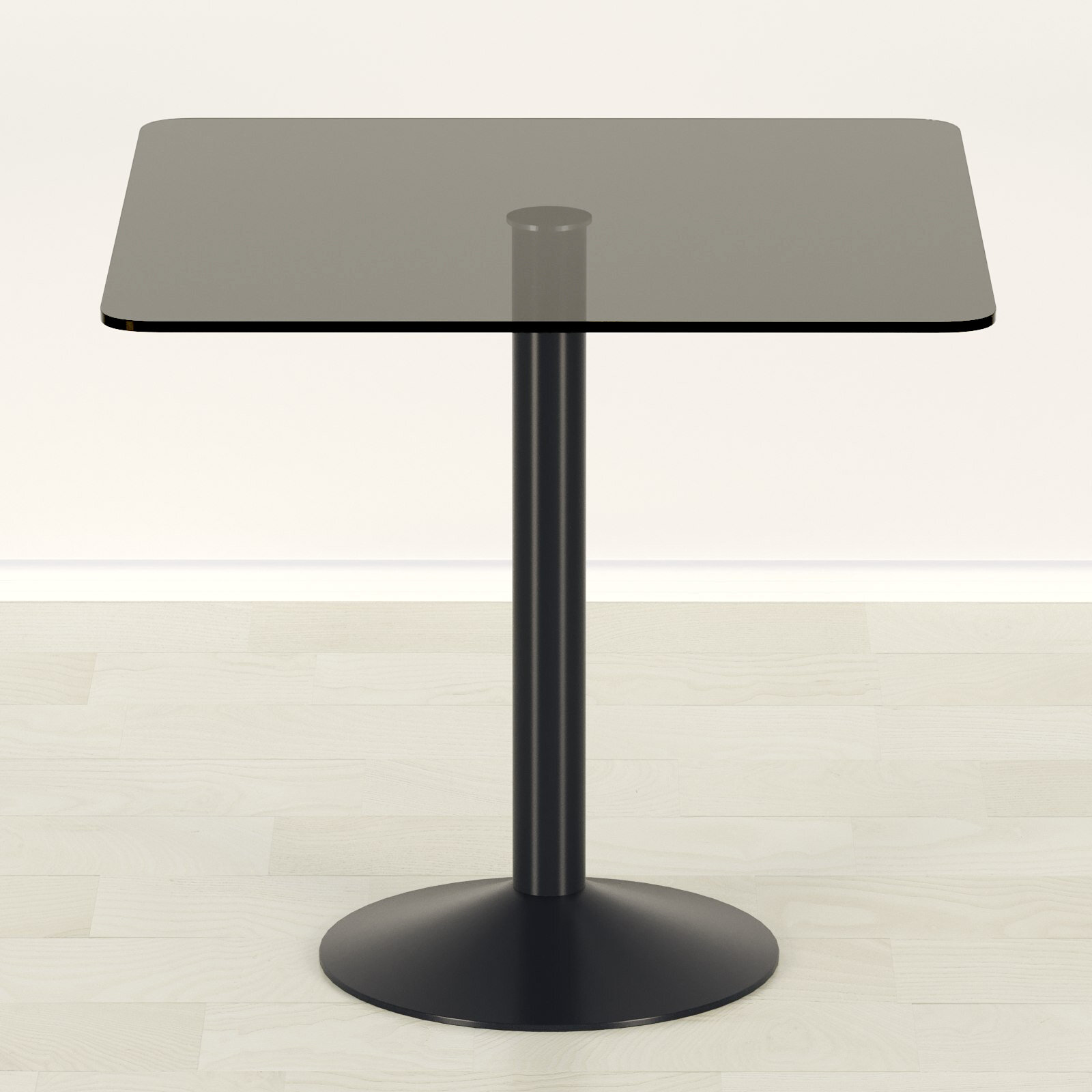 Стеклянный стол для кухни Троя-10 серый/черный (700х600)
