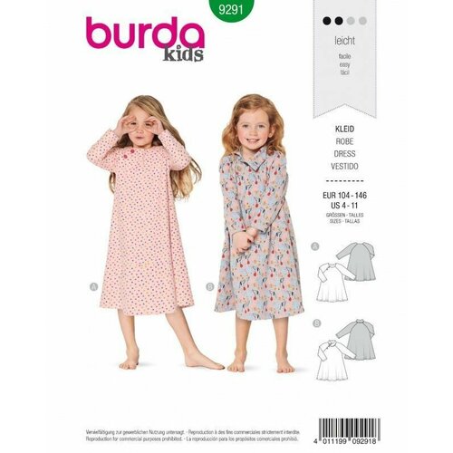 Выкройка Burda 9291- платья выкройка burda 6224 женская платья