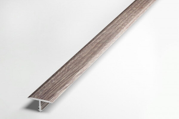 Порожек для напольного покрытия Т-образный 20 мм, длина 2,7 м, профиль алюминиевый ЛС 10, декор дуб дымчатый 045