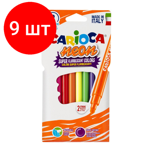 Комплект 9 наб, Фломастеры наб. 8цв, CARIOCA Neon, 42785