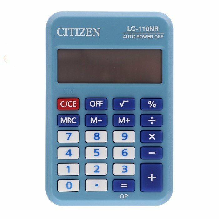 Калькулятор настольный Citizen "LC-110NR-BL" 8-разрядный 58 х 88 х 11 мм двойное питание голубой (комплект из 2 шт)