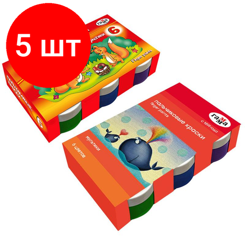 Комплект 5 наб, Краски пальчиковые Гамма Мультики классич.50мл х 6цв/наб карт. кор 180120213