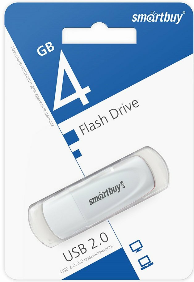 USB Flash Drive 4Gb - SmartBuy Scout White SB004GB2SCW