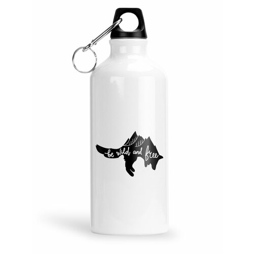 фото Спортивная бутылка дикая природа wild fox be wild and free лиса будь дикой и свободной luzimuzi