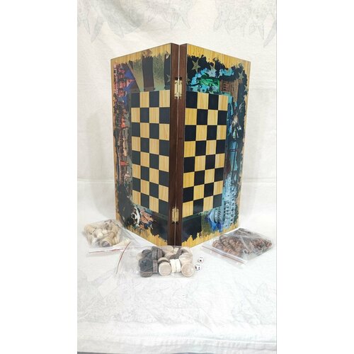 Шахматы шашки нарды 3в1 Россия VS США 3500₽