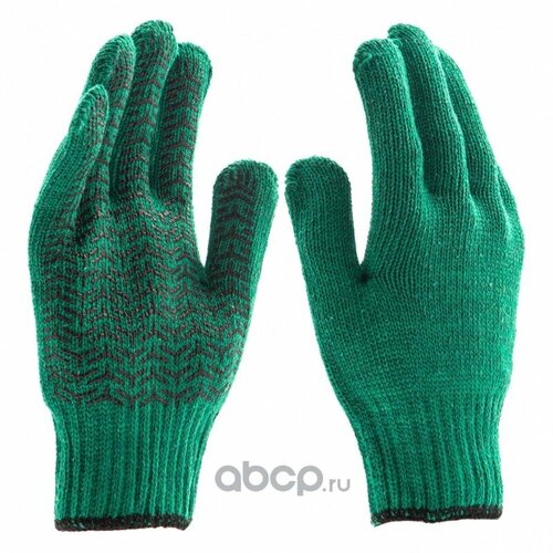 Перчатки трикотажные усиленные, гелевое ПВХ-покрытие, 7 класс, зеленые Россия Сибртех 68184 СИБРТЕХ